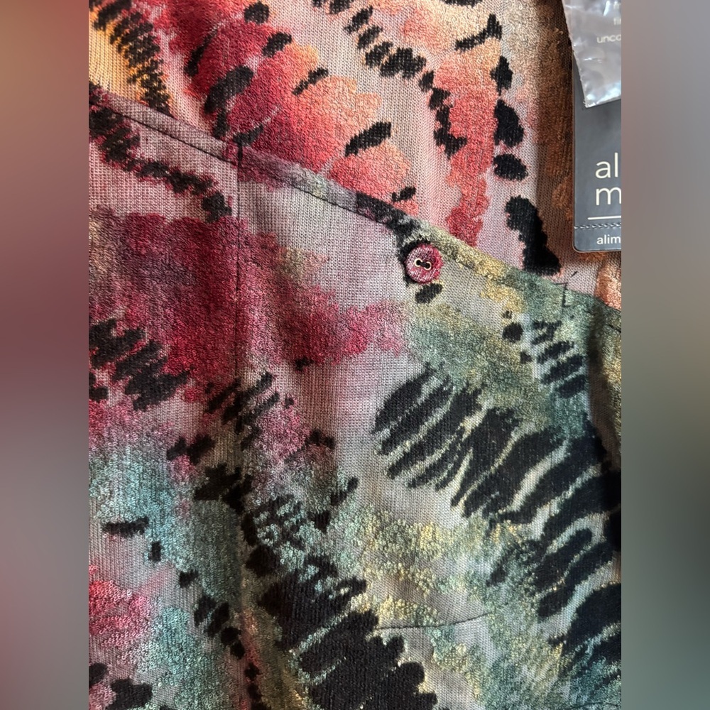 NWT Ali Miles Petite large burnout cowl neck lightweight sweater artsy - Picture 4 of 8